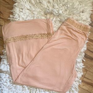 Intimately FREE PEOPLE Peach Lace Trim lounge Pants sz S